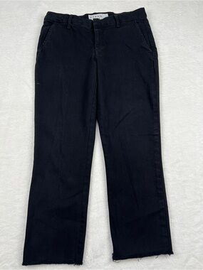 Frank & Eileen Wicklow Crop Chino Pants Washed Black Raw Hem Size 8